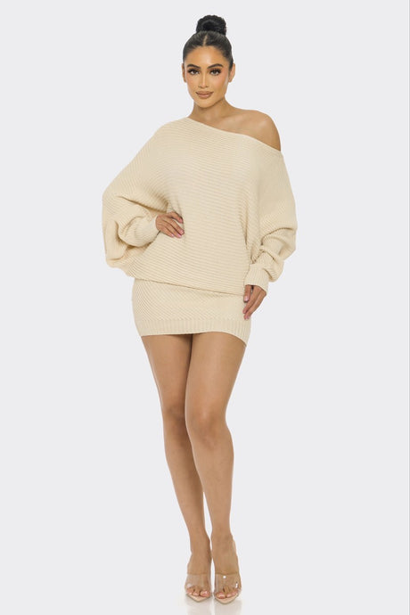 Cream Sweater Mini Dress king-general-store-5710.myshopify.com