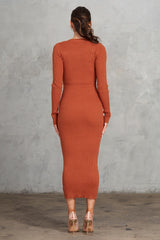 Cognac Ribbed Midi Dress king-general-store-5710.myshopify.com