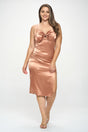 Plus Solid Satin Front Knot Bodycon Midi Dress king-general-store-5710.myshopify.com