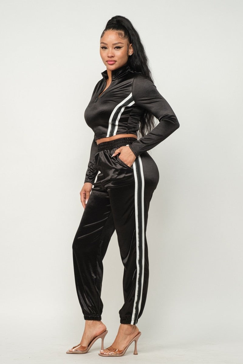 Front Zip Up Stripes Detail Jacket And Pants Set king-general-store-5710.myshopify.com