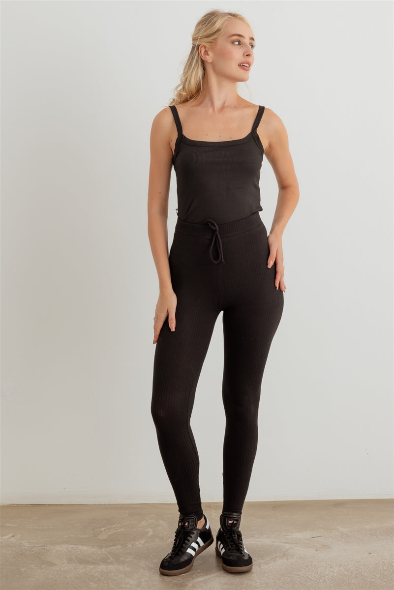 Ribbed High Waist Drawstring Leggings king-general-store-5710.myshopify.com