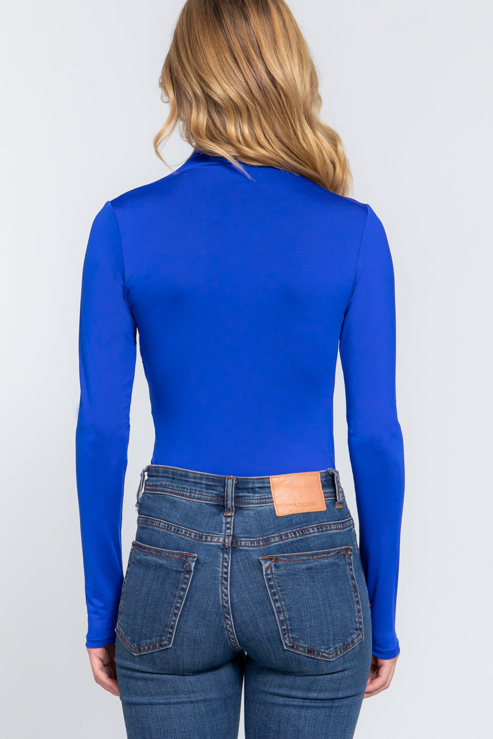 Long Sleeve High Neck Shirring Detail Ity Knit Bodysuit king-general-store-5710.myshopify.com