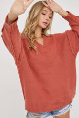 Marsala V-Neck Oversized Sweater king-general-store-5710.myshopify.com