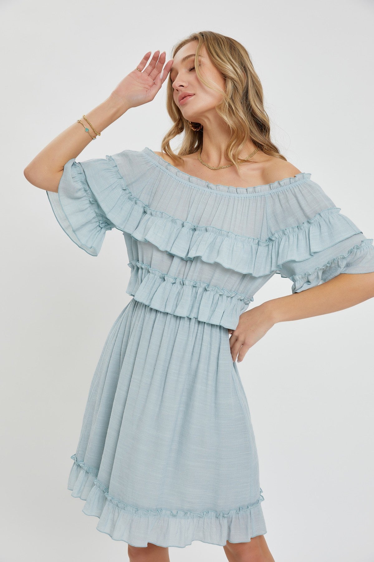 Off Shoulder Ruffle Dress king-general-store-5710.myshopify.com