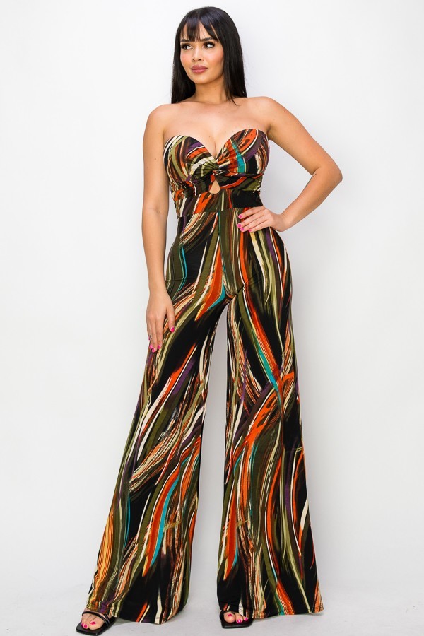 Colorful Allover Print Twist Front Wide Leg Jumpsuit king-general-store-5710.myshopify.com