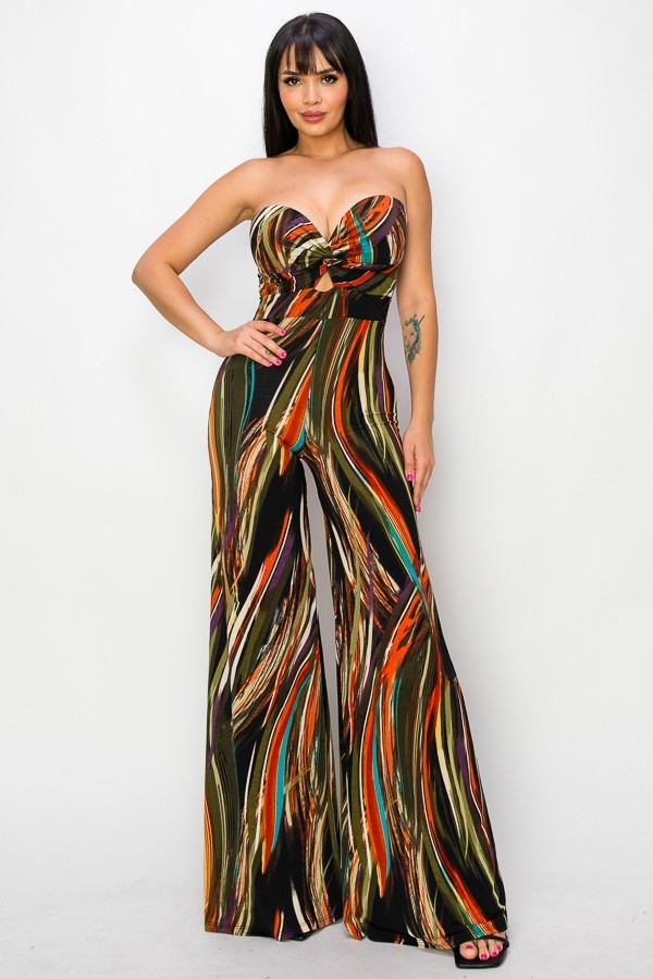 Colorful Allover Print Twist Front Wide Leg Jumpsuit king-general-store-5710.myshopify.com