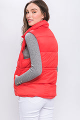 Zip Up Button Puffer Vest With Waist Toggles king-general-store-5710.myshopify.com