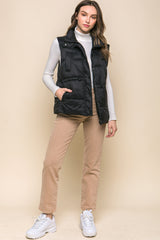 Zip Up Button Puffer Vest With Waist Toggles king-general-store-5710.myshopify.com