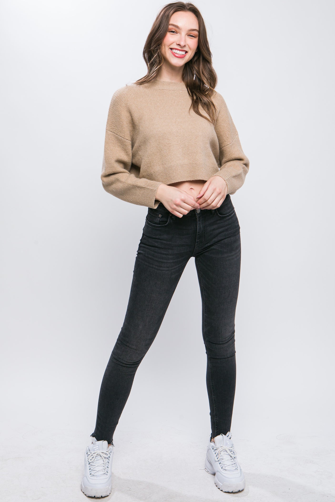 Wool Blend Cropped Sweater Top king-general-store-5710.myshopify.com