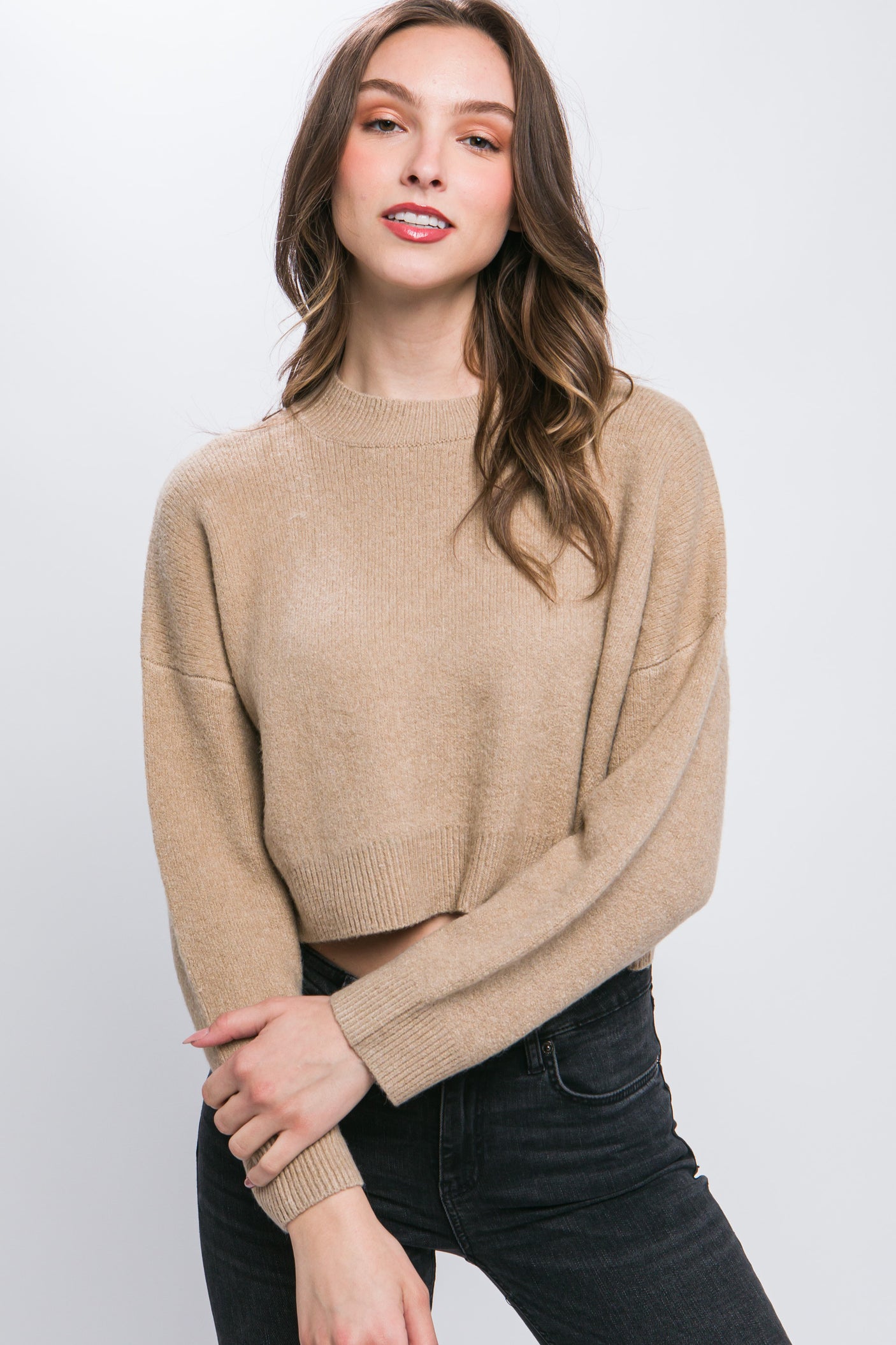 Wool Blend Cropped Sweater Top king-general-store-5710.myshopify.com