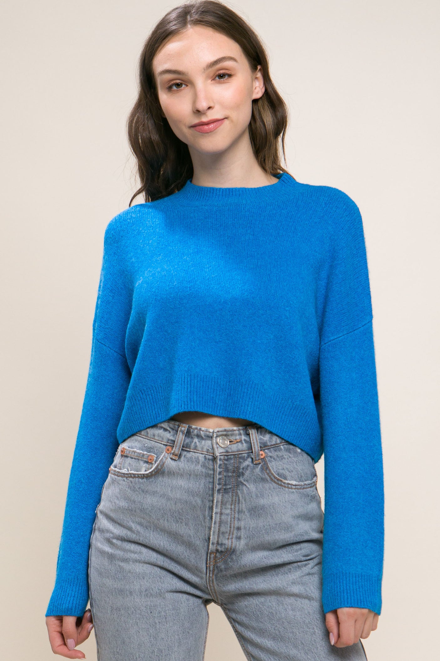 Wool Blend Cropped Sweater Top king-general-store-5710.myshopify.com