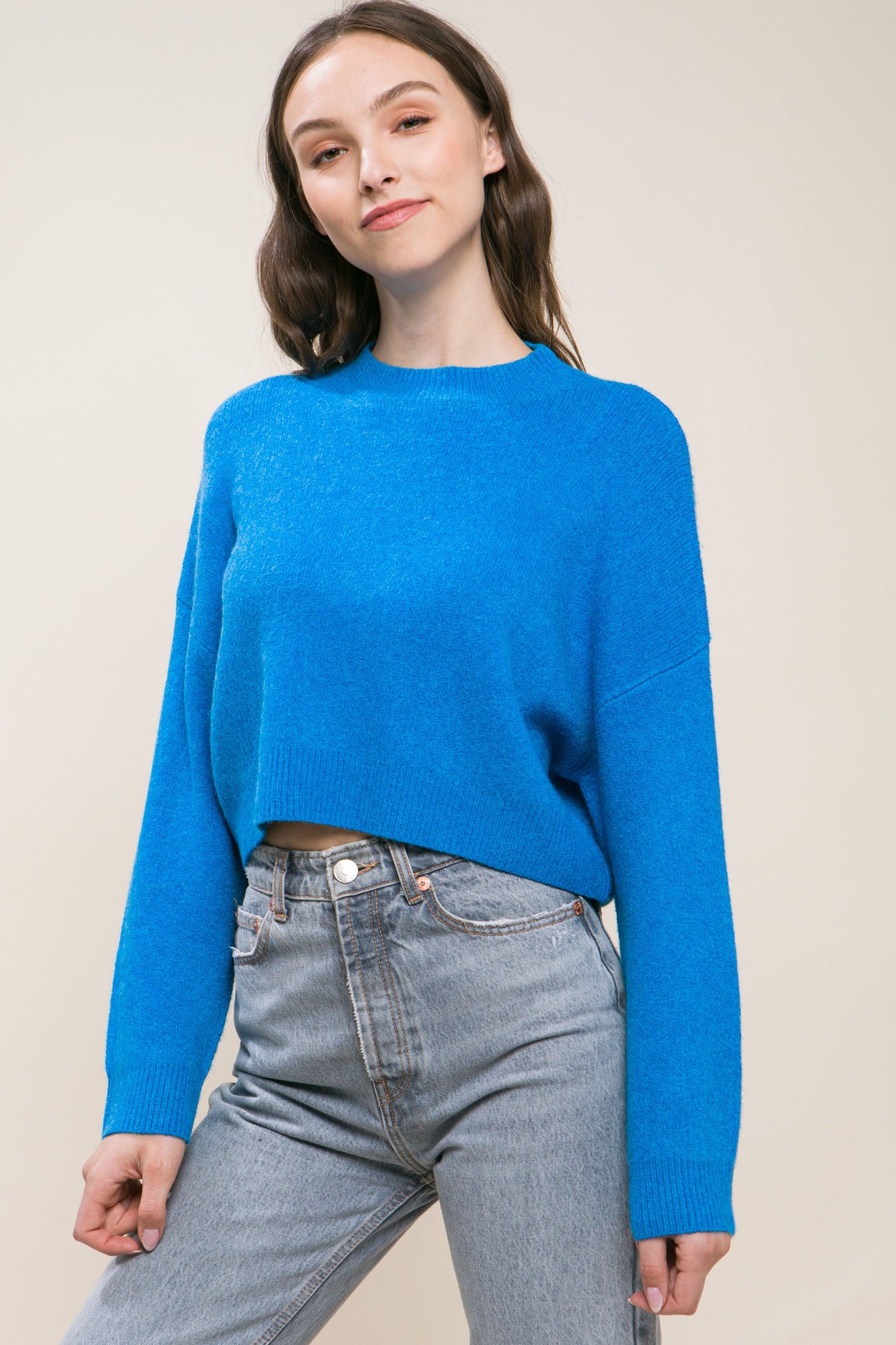 Wool Blend Cropped Sweater Top king-general-store-5710.myshopify.com