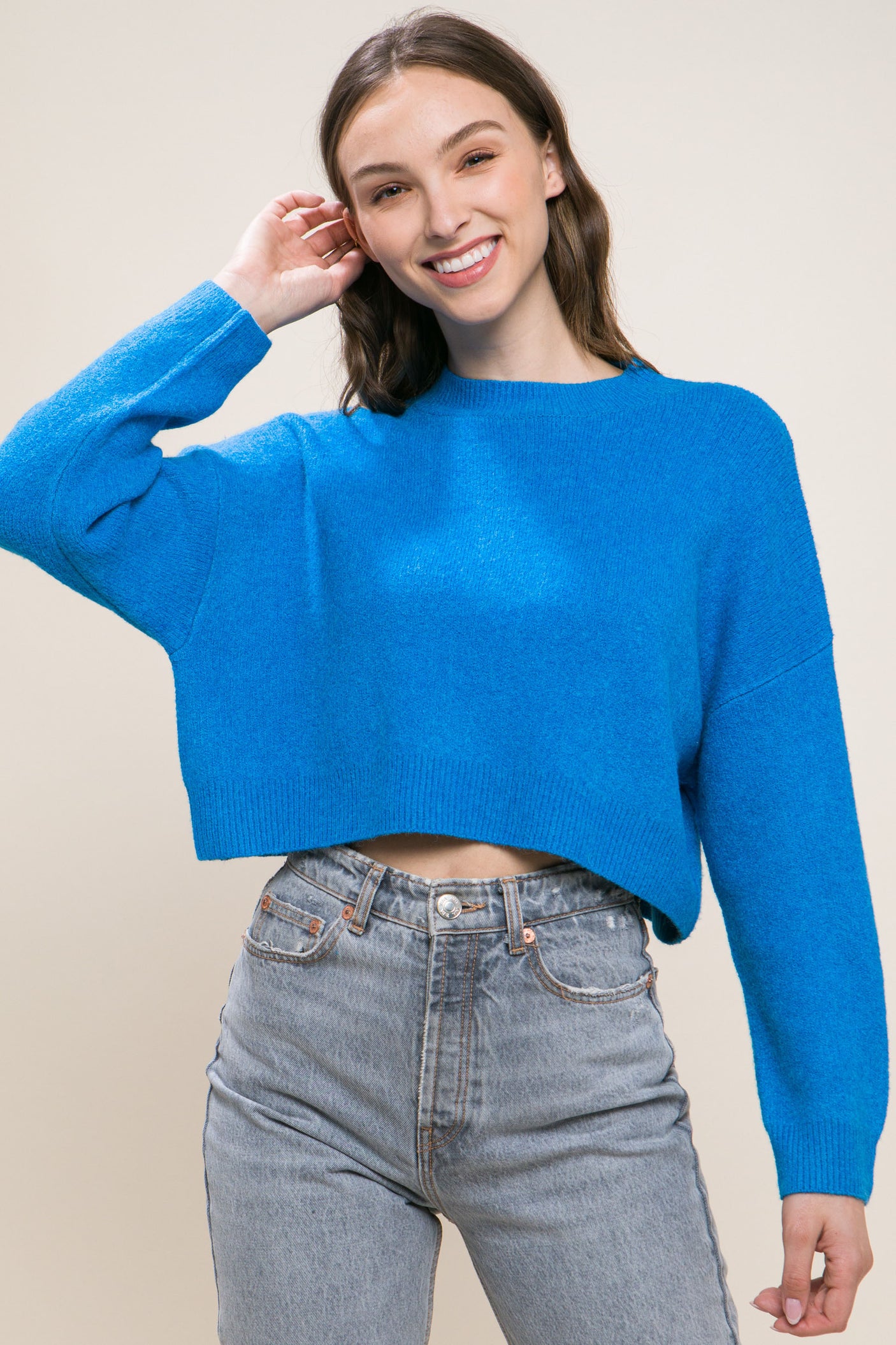 Wool Blend Cropped Sweater Top king-general-store-5710.myshopify.com