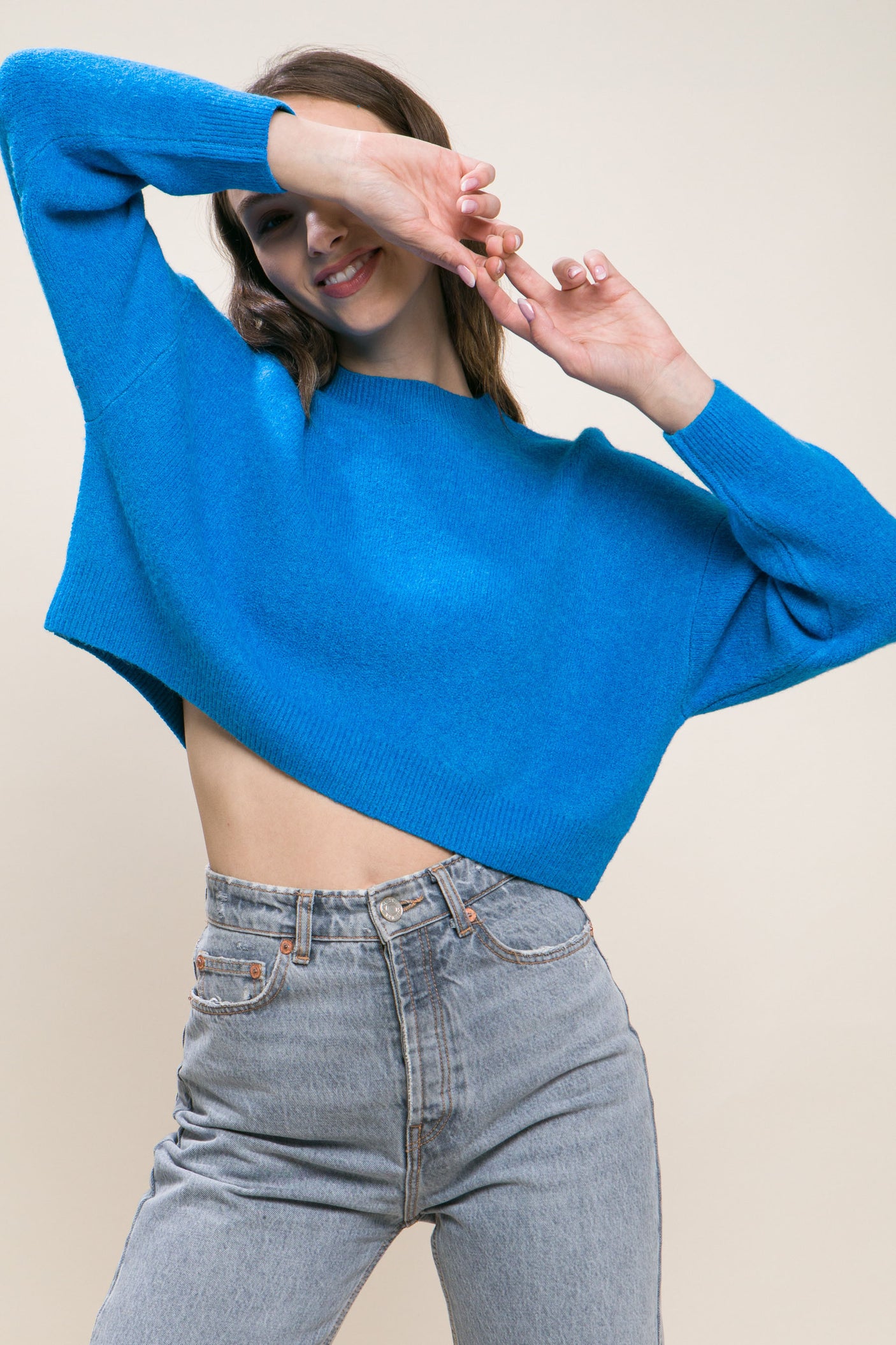 Wool Blend Cropped Sweater Top king-general-store-5710.myshopify.com