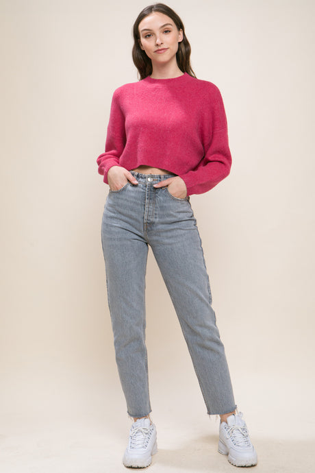 Wool Blend Cropped Sweater Top king-general-store-5710.myshopify.com