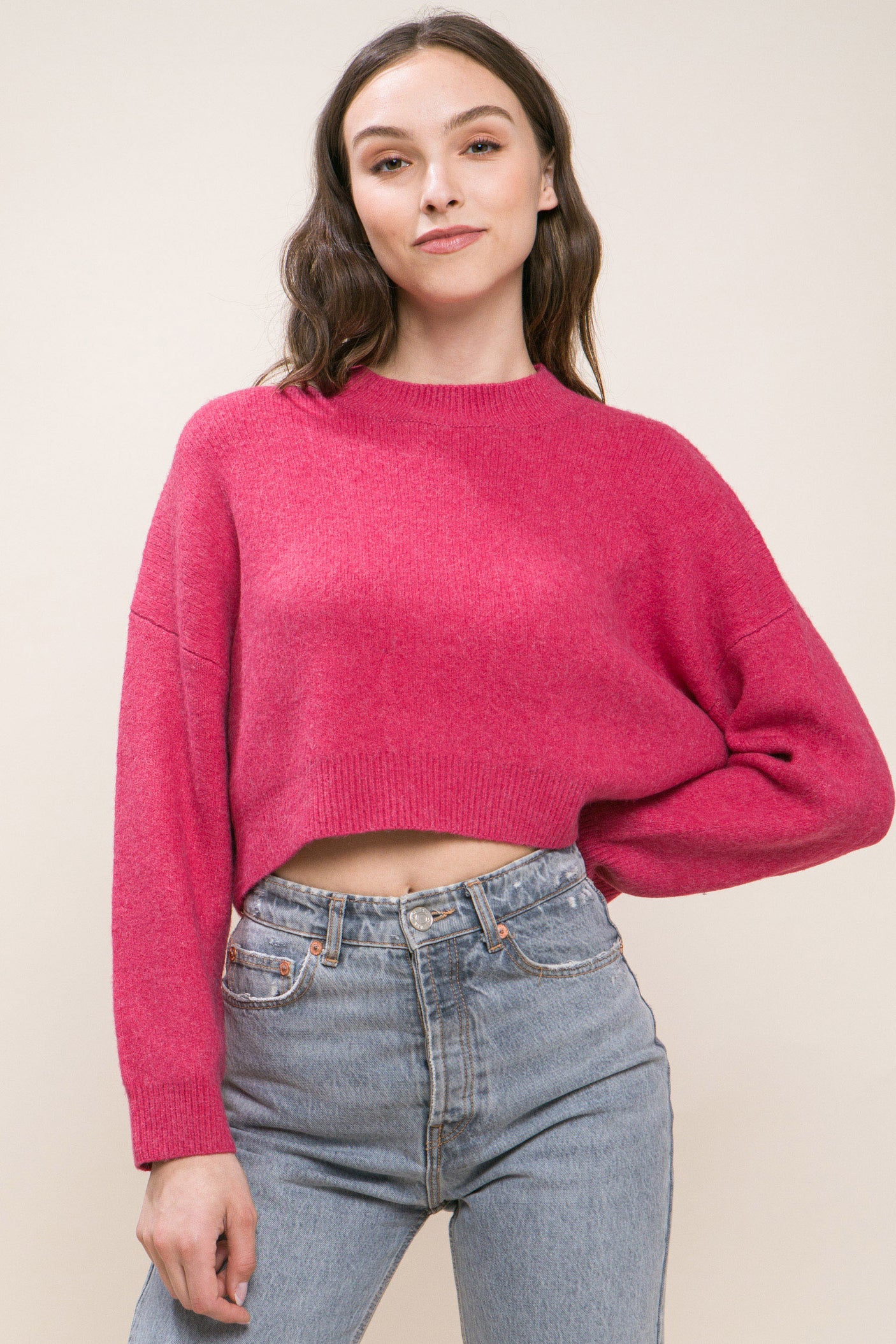 Wool Blend Cropped Sweater Top king-general-store-5710.myshopify.com