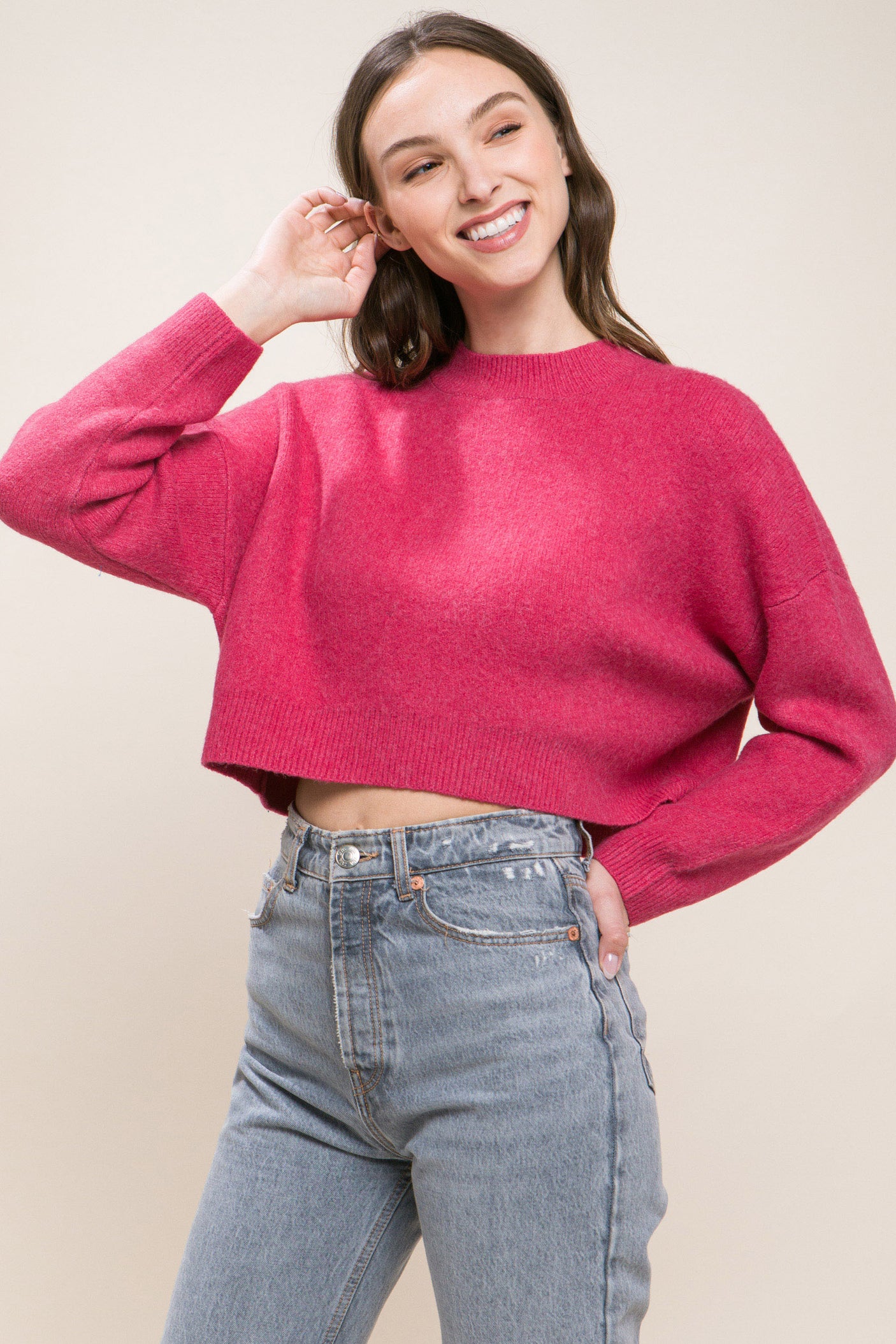 Wool Blend Cropped Sweater Top king-general-store-5710.myshopify.com