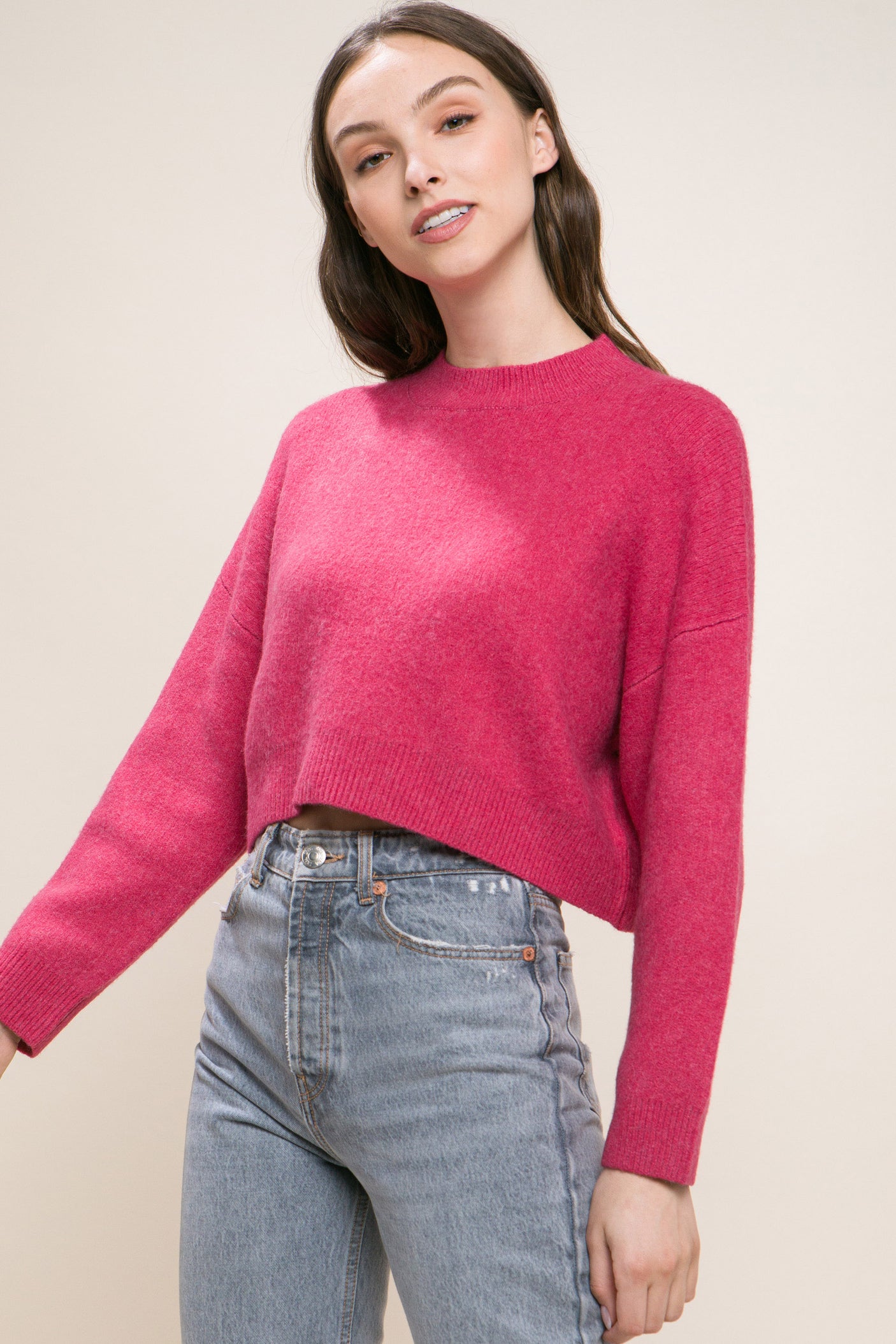 Wool Blend Cropped Sweater Top king-general-store-5710.myshopify.com