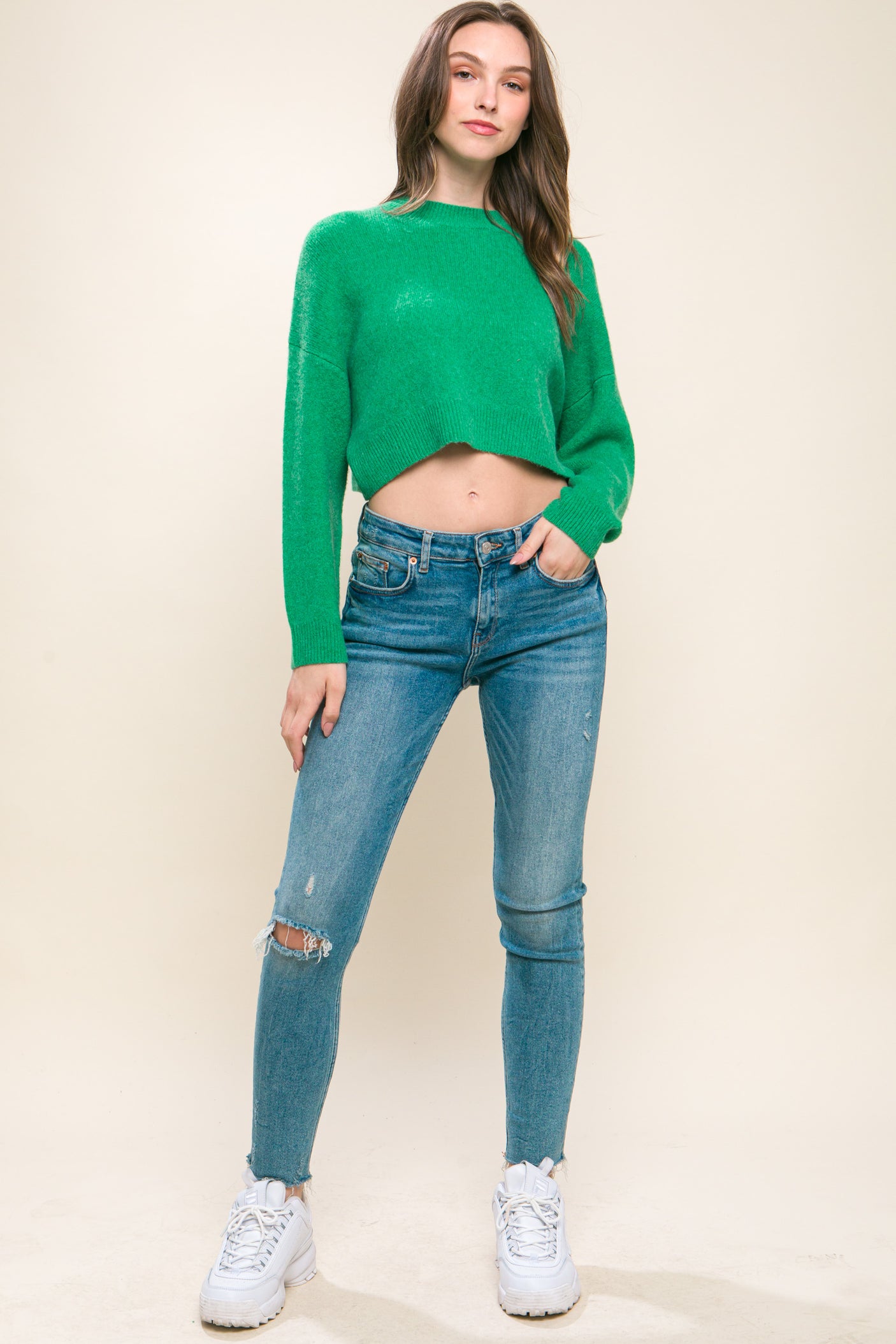 Wool Blend Cropped Sweater Top king-general-store-5710.myshopify.com