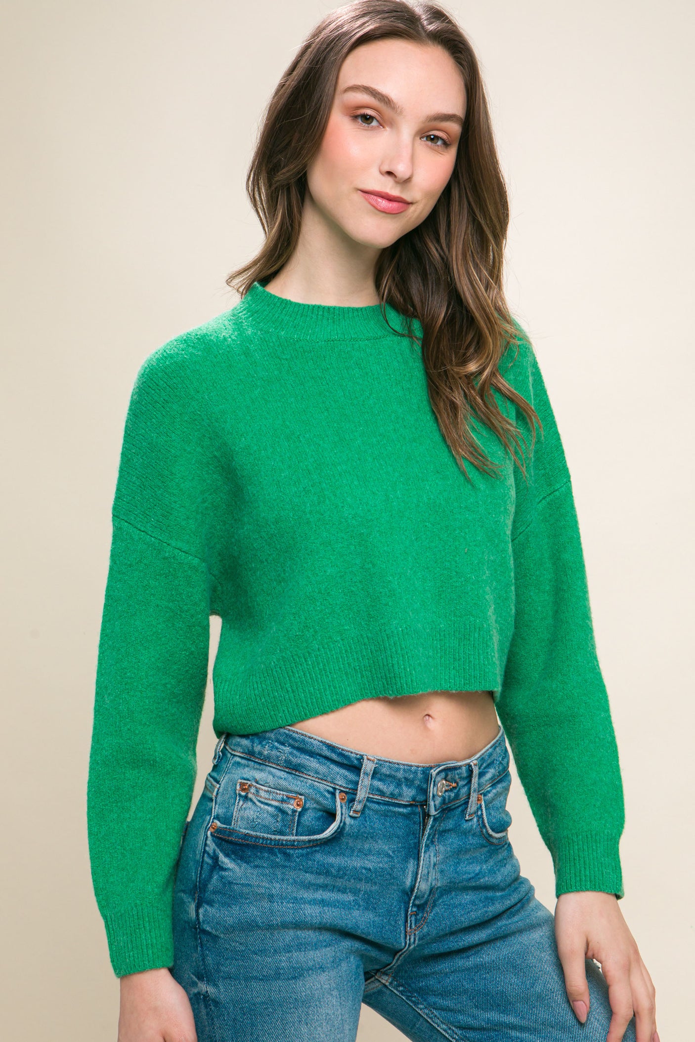 Wool Blend Cropped Sweater Top king-general-store-5710.myshopify.com