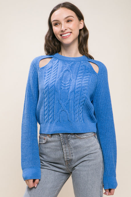 Knit Pullover Sweater With Cold Shoulder Detail king-general-store-5710.myshopify.com