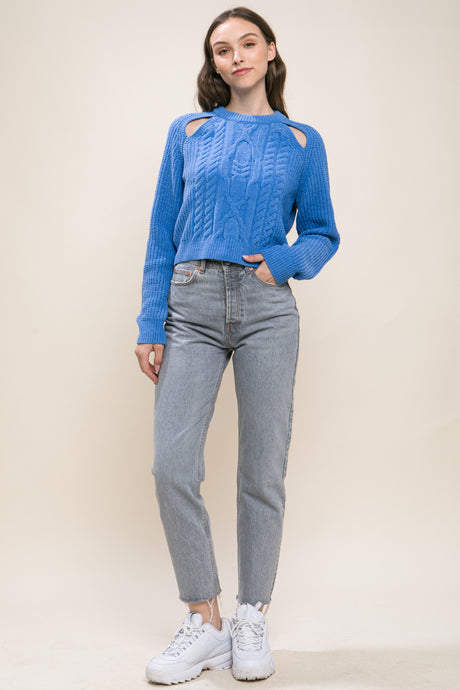 Knit Pullover Sweater With Cold Shoulder Detail king-general-store-5710.myshopify.com