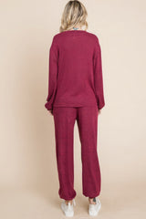 Two Tone Solid Warm And Soft Hacci Brush Loungewear Set king-general-store-5710.myshopify.com