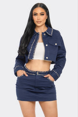 Embellished Cropped Jacket & Mini Skirt Set king-general-store-5710.myshopify.com