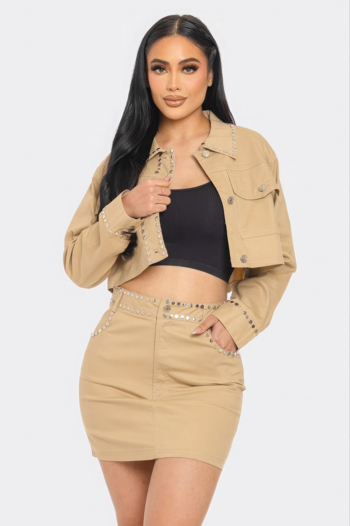 Embellished Cropped Jacket & Mini Skirt Set king-general-store-5710.myshopify.com