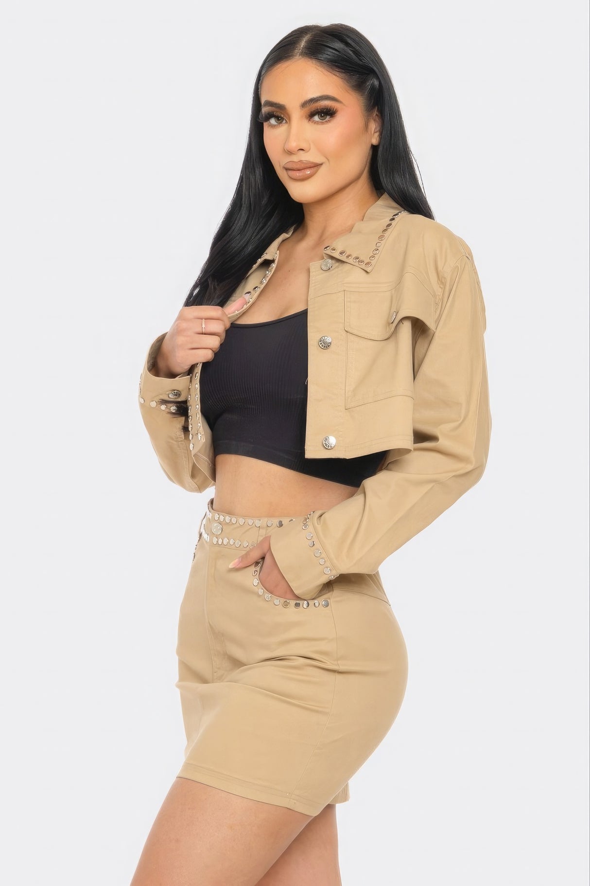 Embellished Cropped Jacket & Mini Skirt Set king-general-store-5710.myshopify.com