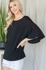 Flared Sleeve Basic Shortsleeve Top king-general-store-5710.myshopify.com