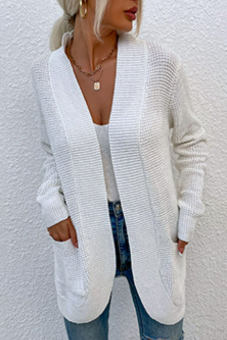 Open Front Rib-Knit Cardigan with Pockets king-general-store-5710.myshopify.com