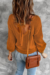 Double Take Tied Balloon Sleeve Round Neck Sweater king-general-store-5710.myshopify.com