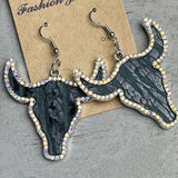 Rhinestone Trim Alloy Bull Earrings king-general-store-5710.myshopify.com