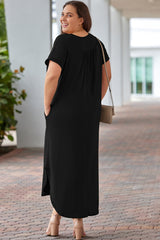 Plus Size V-Neck Short Sleeve Maxi Dress king-general-store-5710.myshopify.com