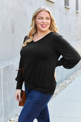 Basic Bae Full Size V-Neck Lantern Sleeve Blouse king-general-store-5710.myshopify.com