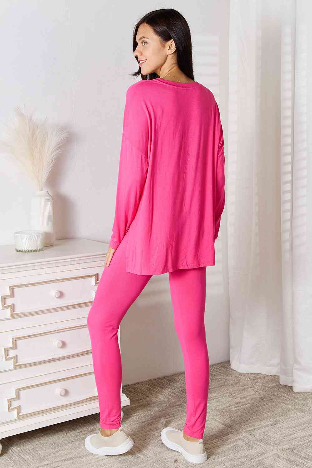 Basic Bae Full Size V-Neck Soft Rayon Long Sleeve Top and Pants Lounge Set king-general-store-5710.myshopify.com