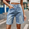 Distressed Buttoned Denim Shorts with Pockets king-general-store-5710.myshopify.com