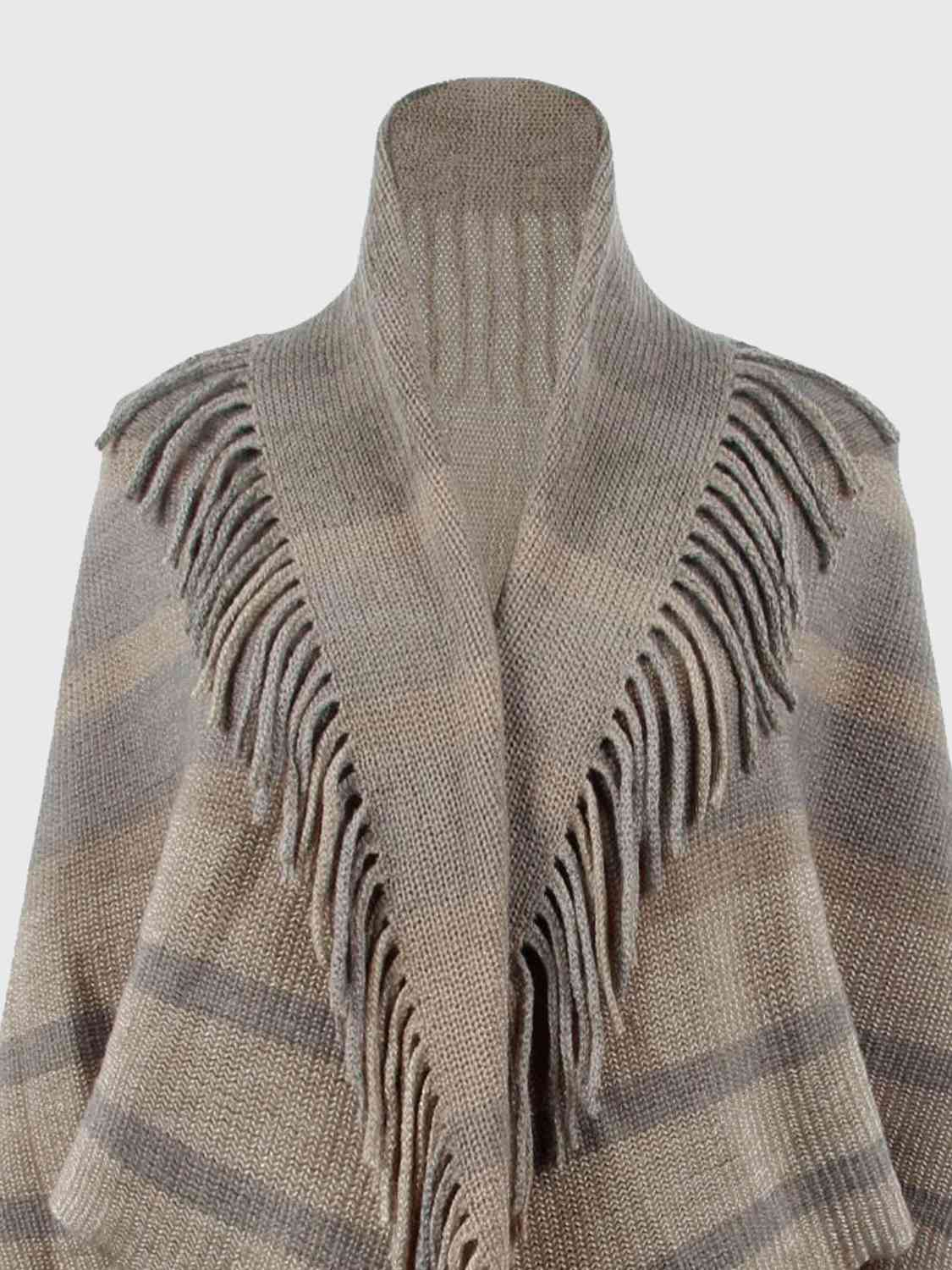 Fringe Detail Open Front Poncho king-general-store-5710.myshopify.com