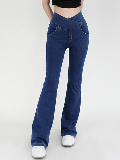 Wide Waistband Bootcut Jeans with Pockets king-general-store-5710.myshopify.com