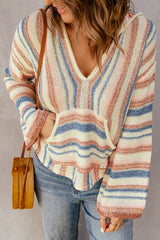 Striped Hooded Sweater with Kangaroo Pocket king-general-store-5710.myshopify.com