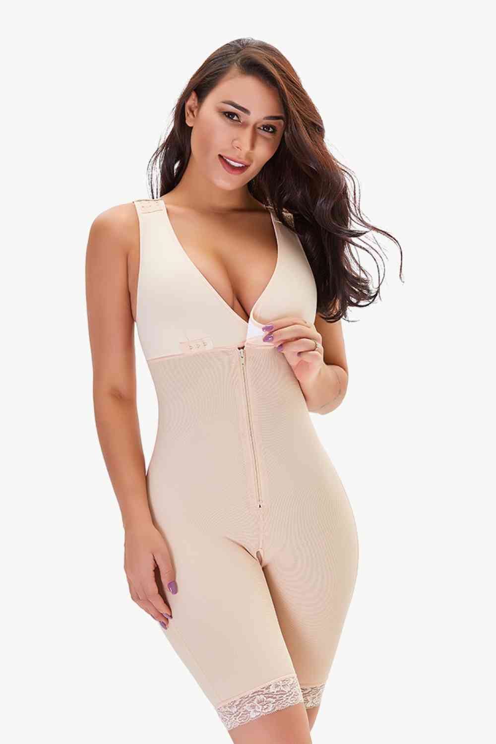 Full Size Lace Trim Shapewear with Zipper king-general-store-5710.myshopify.com