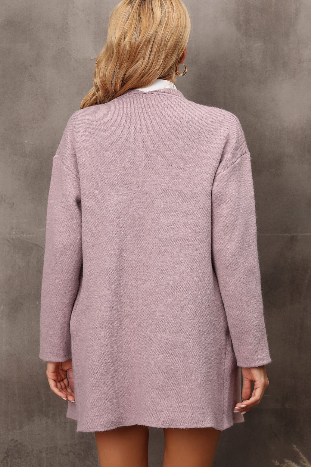 Waterfall Collar Longline Cardigan with Side Pockets king-general-store-5710.myshopify.com