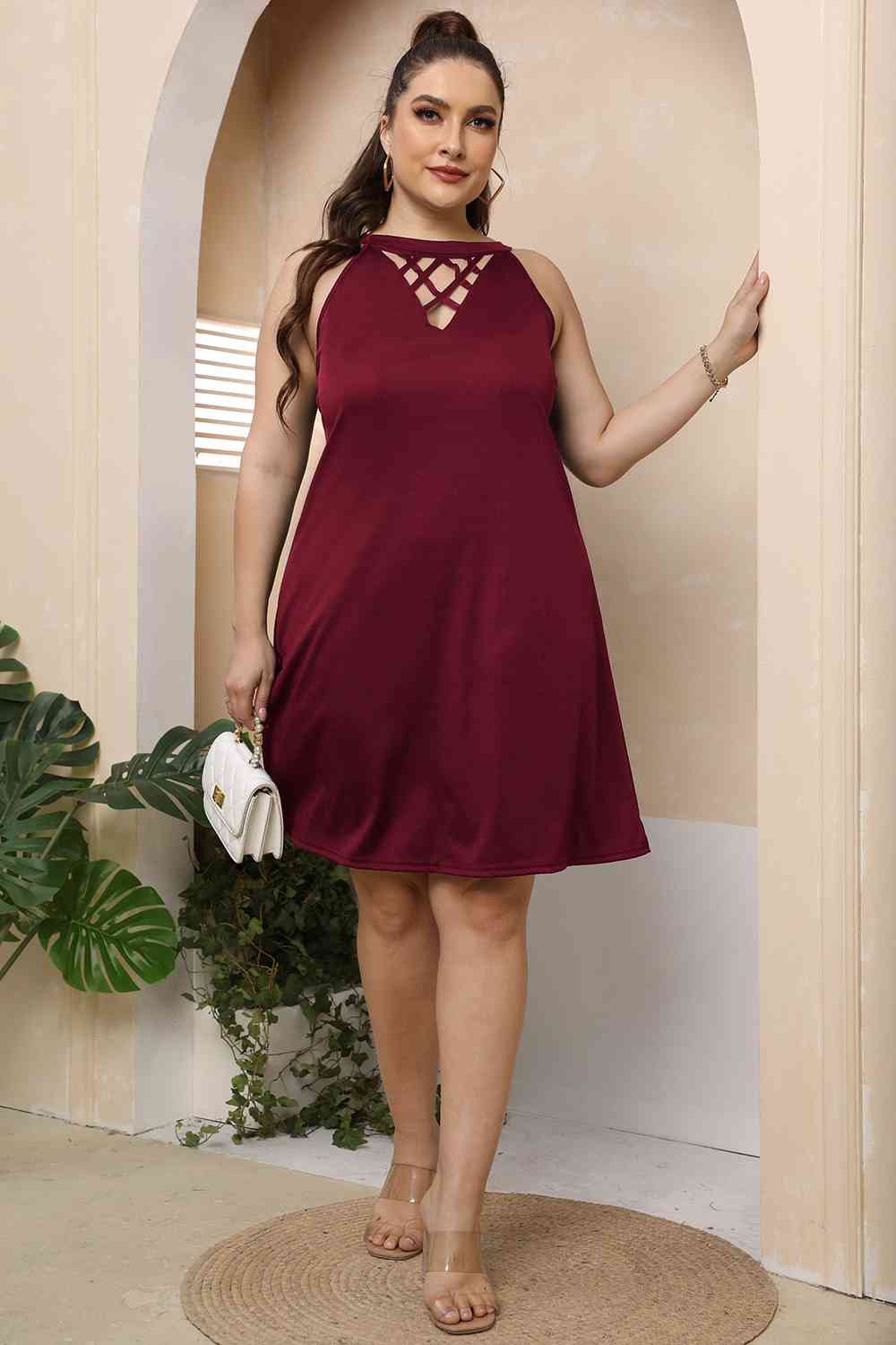 Plus Size Cutout Round Neck Sleeveless Dress king-general-store-5710.myshopify.com