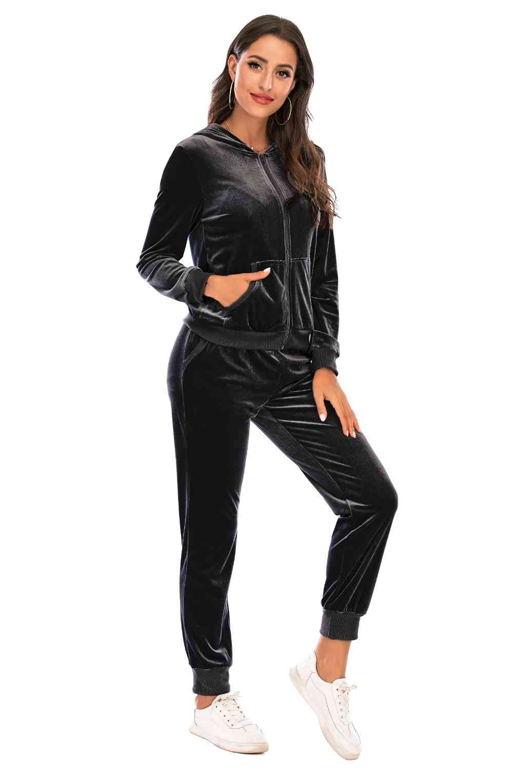 Zip-Up Hooded Jacket and Pants Set king-general-store-5710.myshopify.com