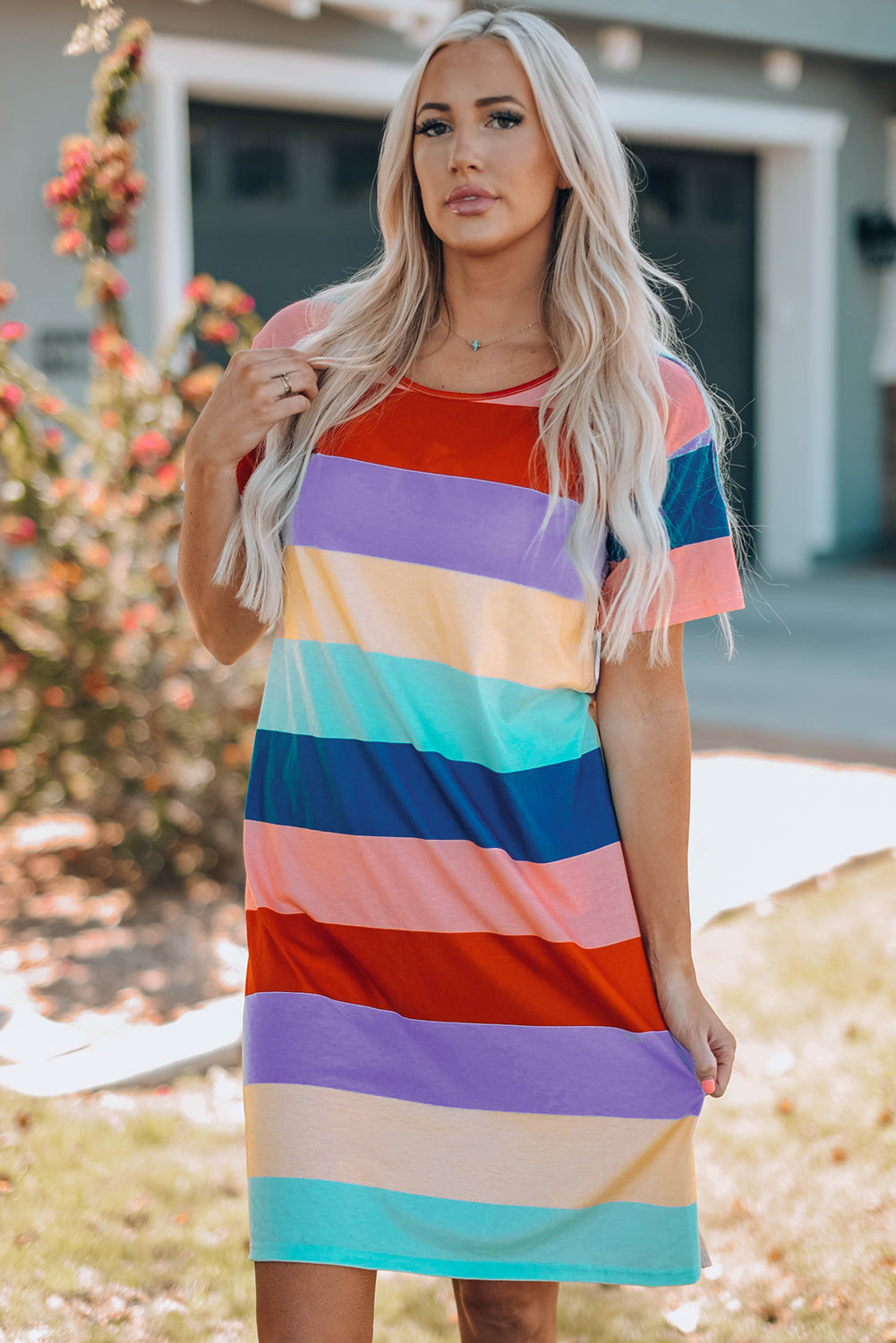 Women Color Block Side Slit Mini Dress king-general-store-5710.myshopify.com