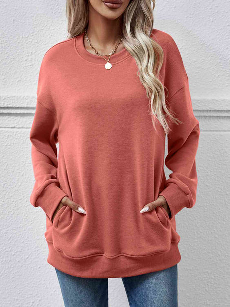 Dropped Shoulder Sweatshirt with Pockets king-general-store-5710.myshopify.com