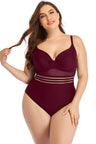 Plus Size Spliced Mesh Tie-Back One-Piece Swimsuit king-general-store-5710.myshopify.com