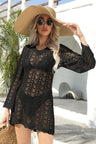 Openwork Scalloped Trim Long Sleeve Cover-Up Dress king-general-store-5710.myshopify.com