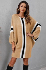 Ribbed Round Neck Long Sleeve Sweater Dress king-general-store-5710.myshopify.com